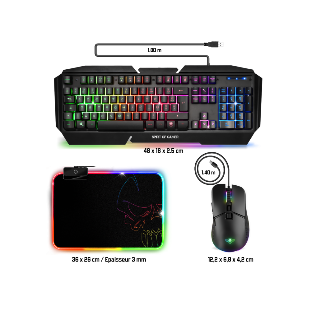 Pack Gaming Spirit Of Gamer Ultimate 3-en-1 : Clavier + Souris + Tapis