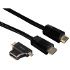 Câble Hama HDMI vers HDMI haute vitesse 1.5M + 2 en 1 Adaptateur HDMI