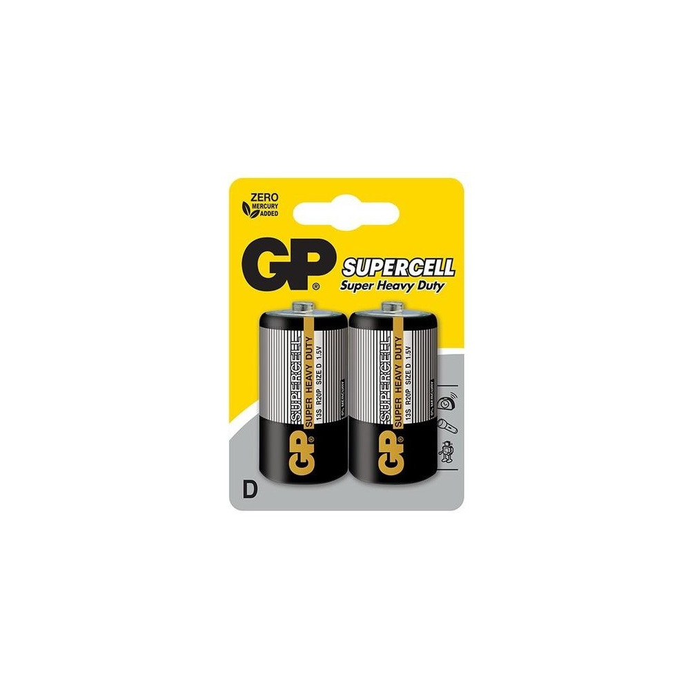 2x Piles GP Supercell D Super Heavy Duty / R20 / 1.5V
