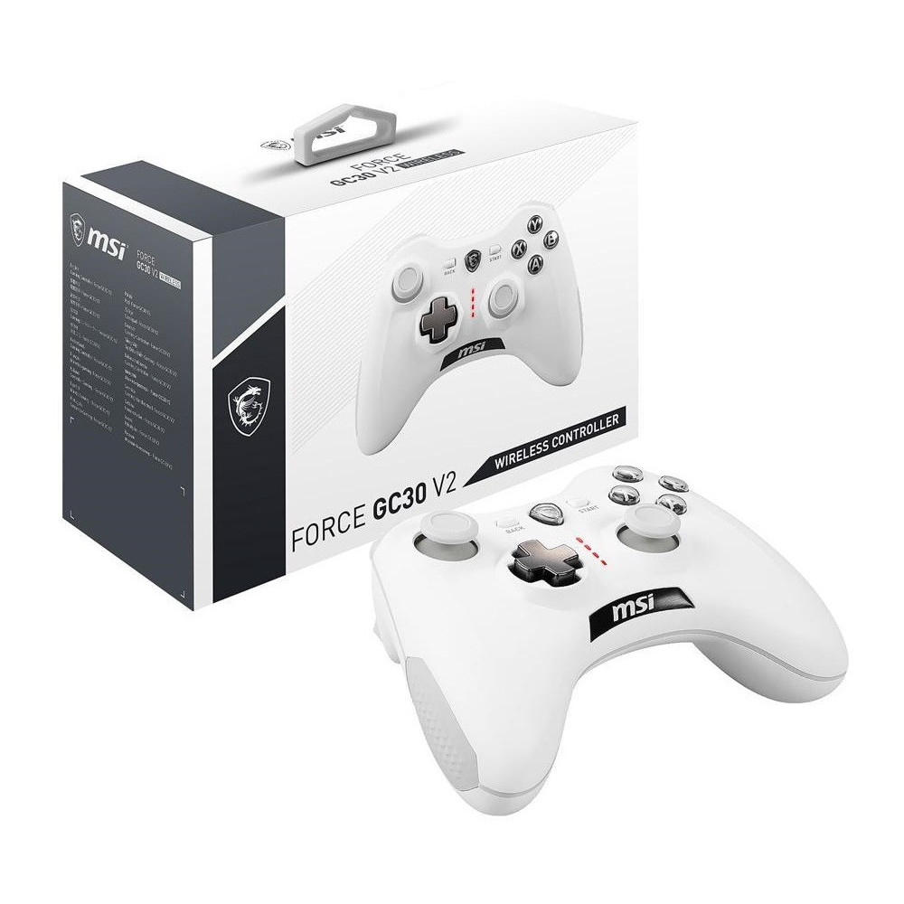 Manette Sans Fil Gaming MSI Force GC30 V2 WHITE Pour Pc / Blanc