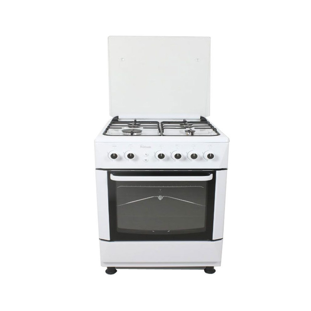 Cuisinière à gaz ProCook TG6640BL / 60cm / Blanc