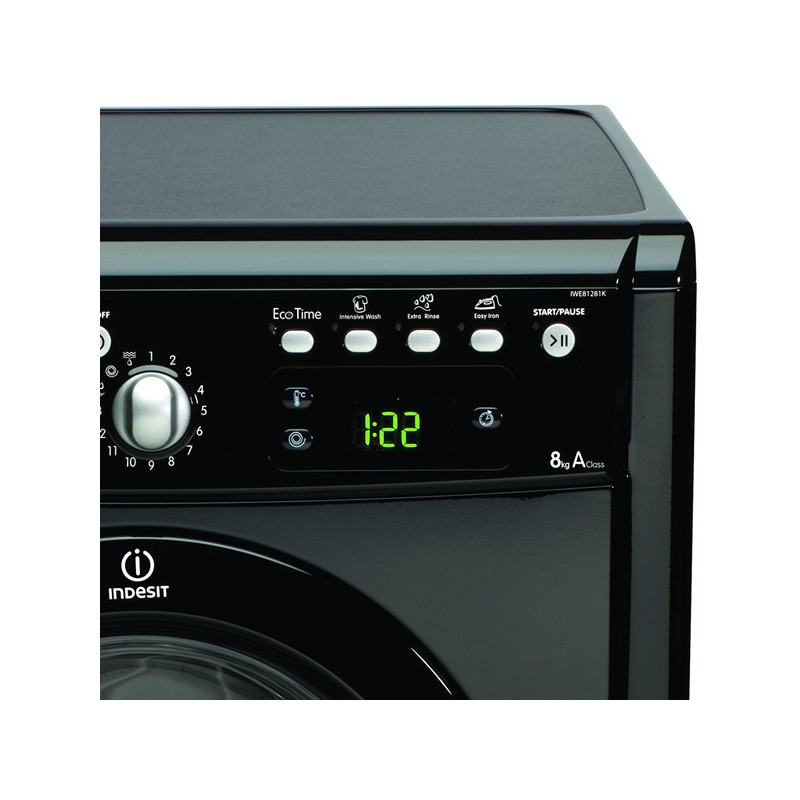 Machine à laver INDESIT automatique 8 Kg 1200trs avec afficheur Noir