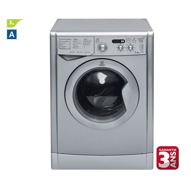Machine à laver INDESIT automatique 7 Kg 1200trs avec afficheur Silver