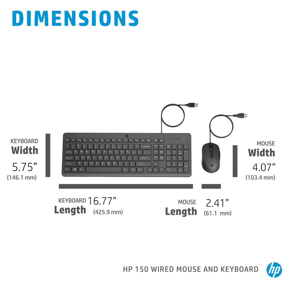 Ensemble Clavier et Souris USB HP 150 / (QWERTY)
