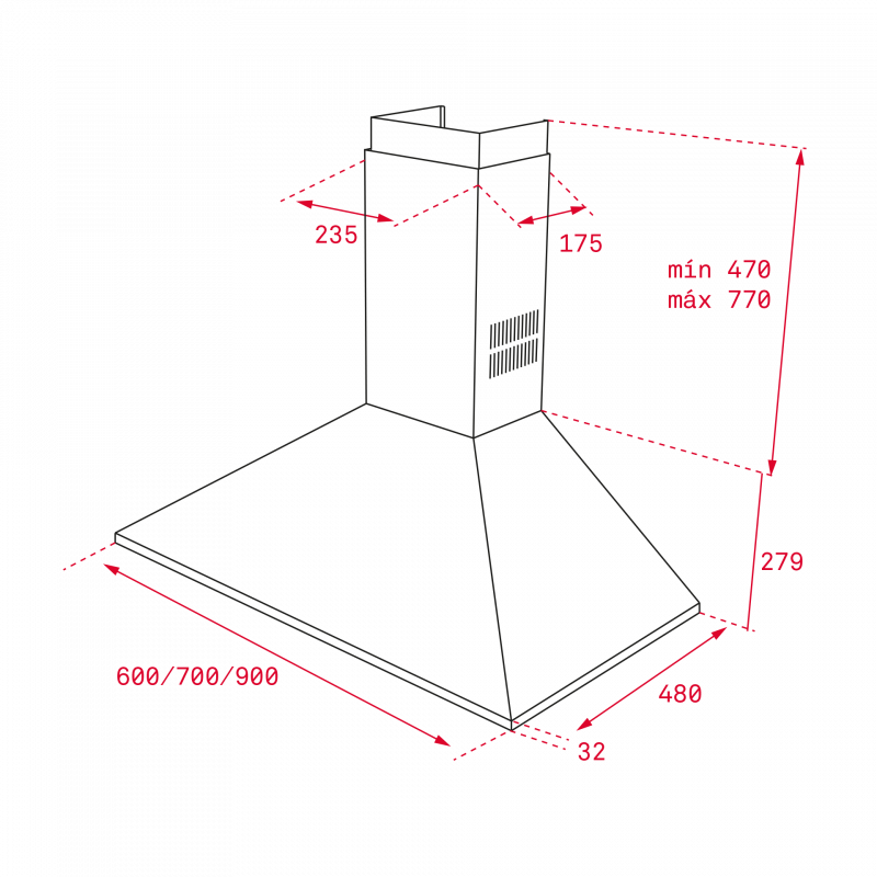 Hotte pyramidale Teka 60 cm inox