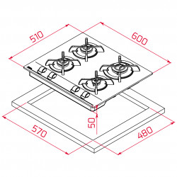 Plaque de cuisson encastrable - verre noir - 60 cm
