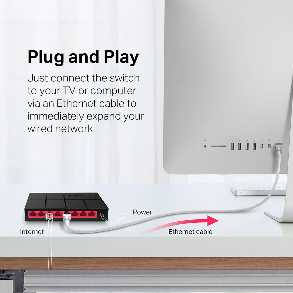 Switch de bureau 8 ports MERCUSYS MS108G / 10/100/1000 Mbps