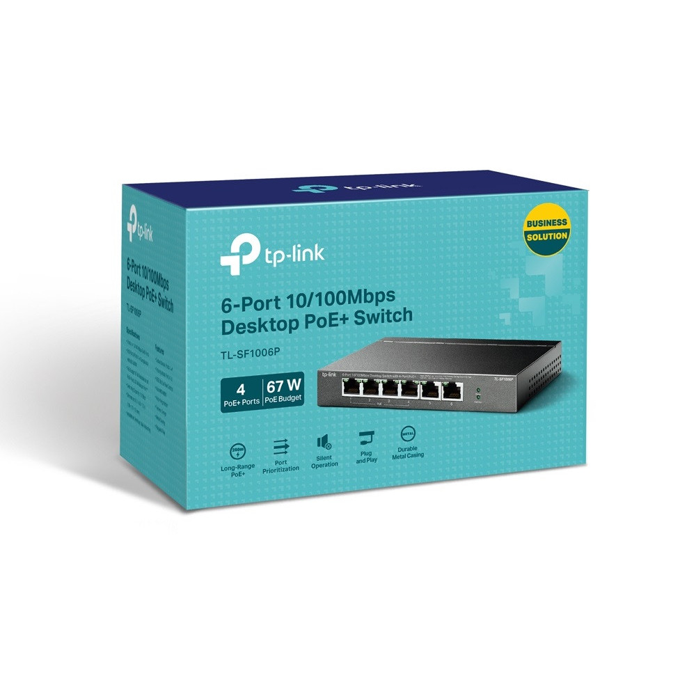 Switch de bureau TP-Link 6 ports 10/100 Mbps avec 4 ports PoE+