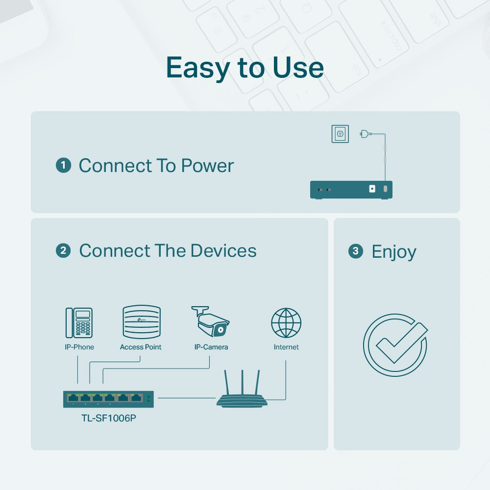 Switch de bureau TP-Link 6 ports 10/100 Mbps avec 4 ports PoE+