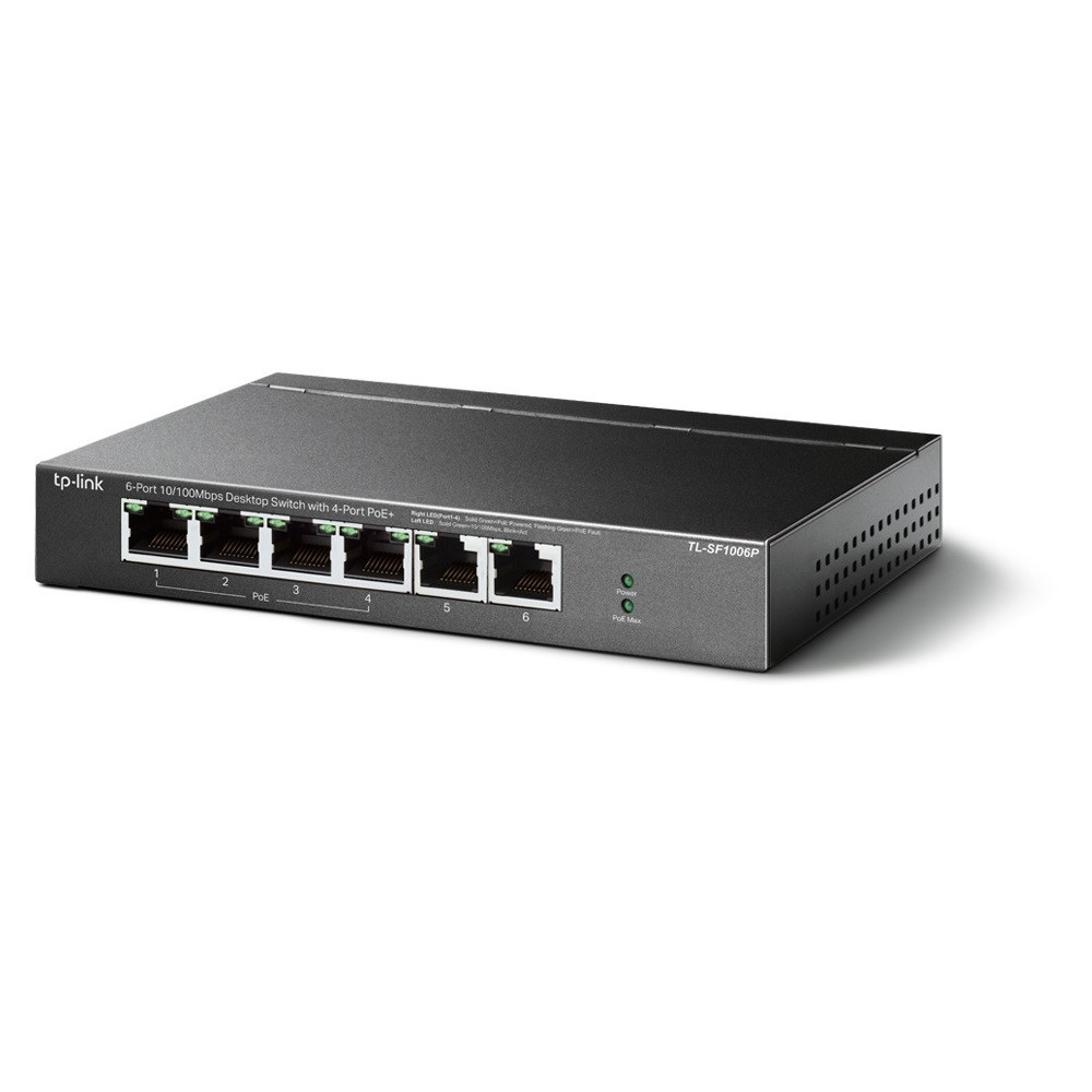Switch de bureau TP-Link 6 ports 10/100 Mbps avec 4 ports PoE+
