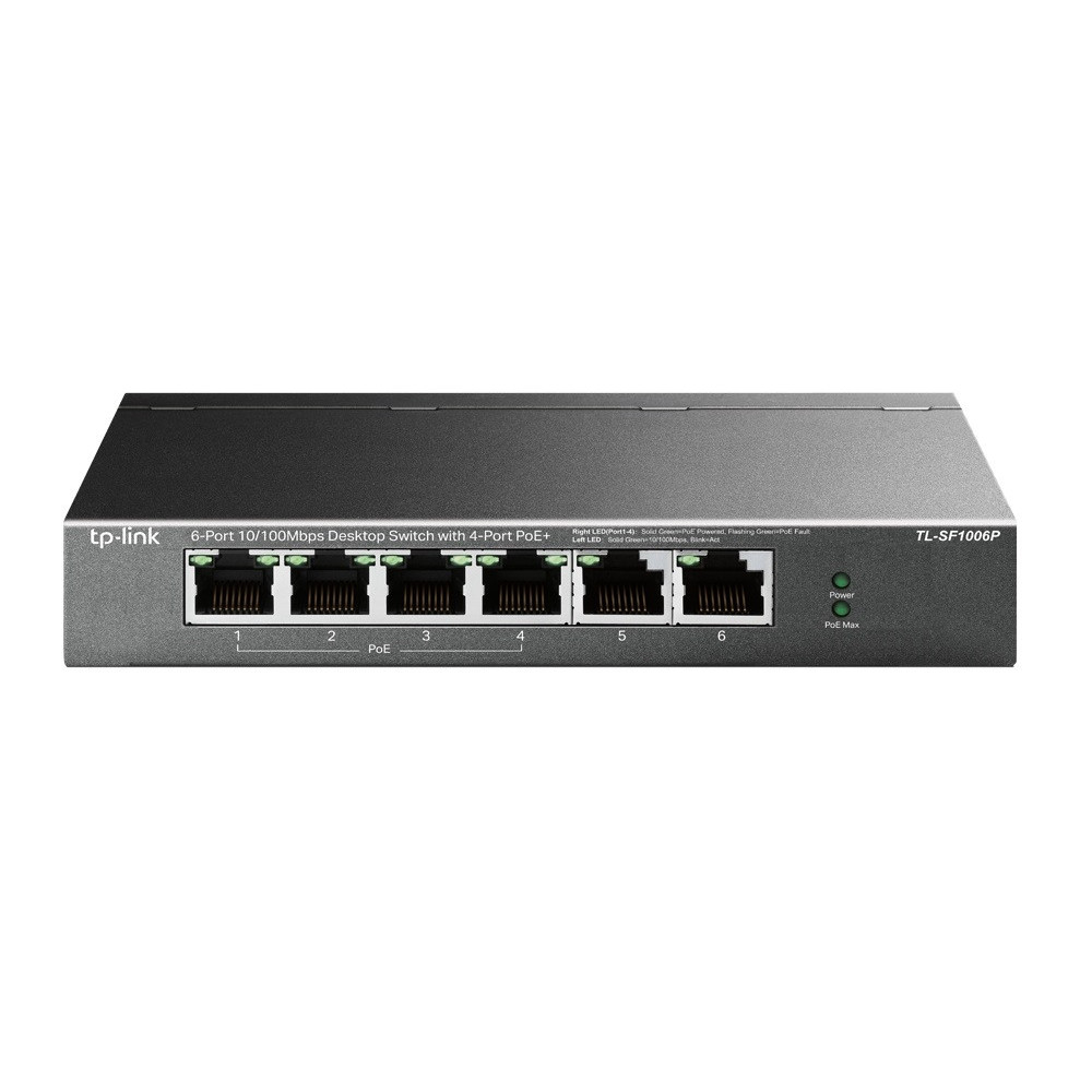 Switch de bureau TP-Link 6 ports 10/100 Mbps avec 4 ports PoE+