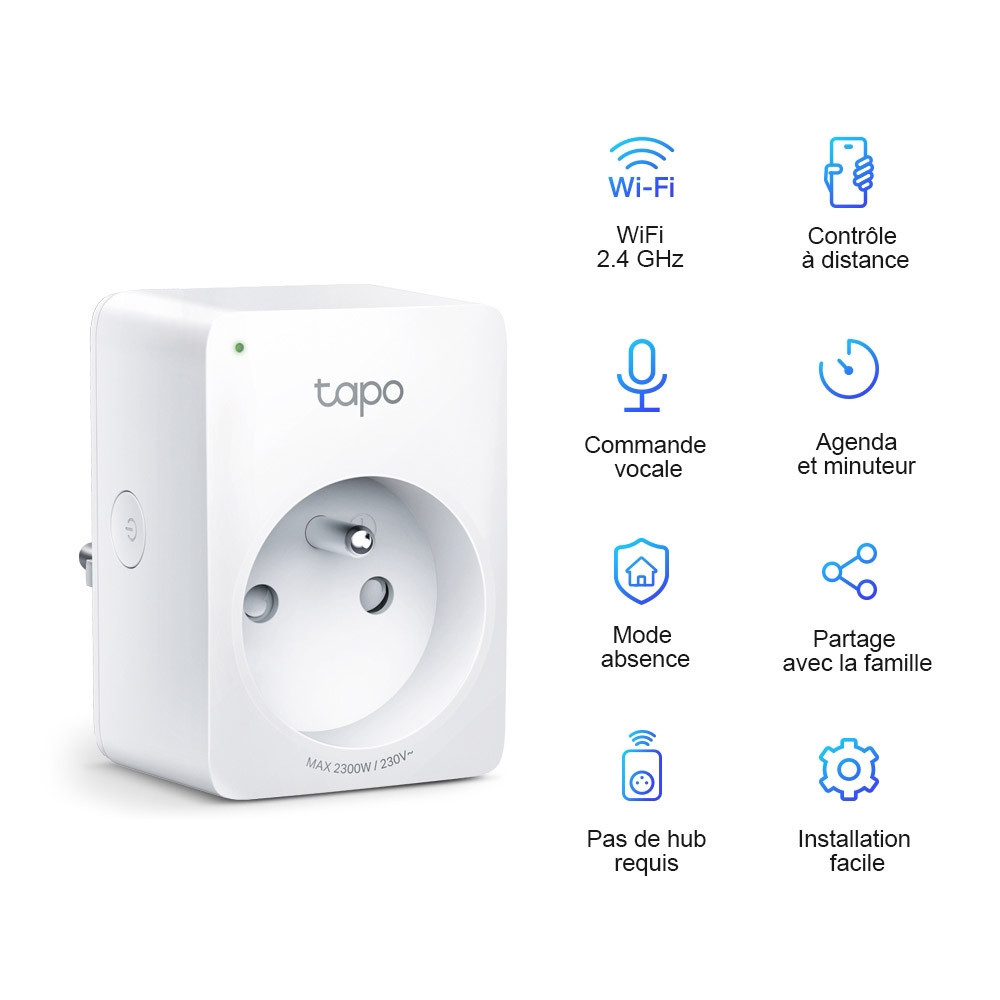 Mini Prise Connectée WiFi TP-Link Taop P100 / Blanc