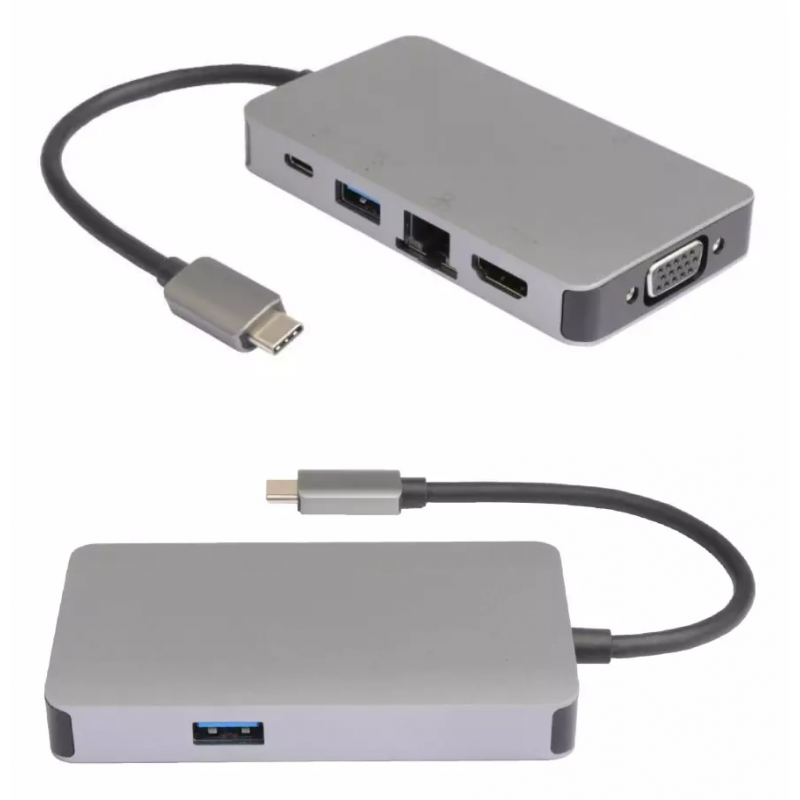 Adaptateur multiport USB C vers USB types A+C et HDMI - Hub USB