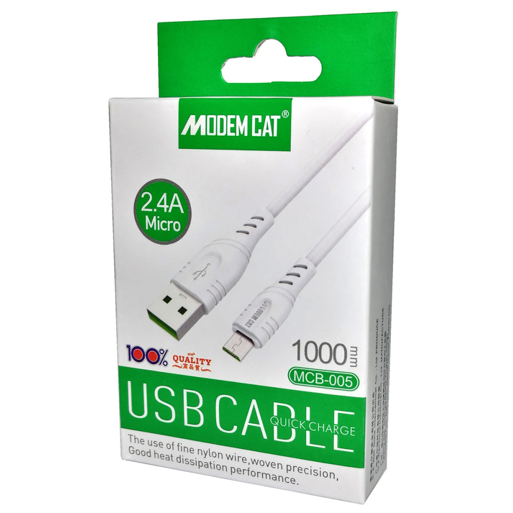 Chargeur secteur Modemcat MTC-005 2x USB avec câble Micro USB / 2.4A / Blanc