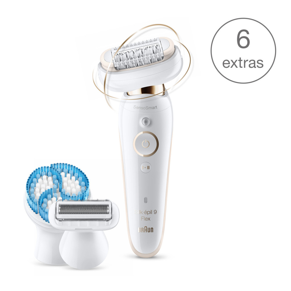 Epilateur électrique Braun Silk-épil 9 Flex 9010 avec technologie Wet & Dry et 6 accessoires