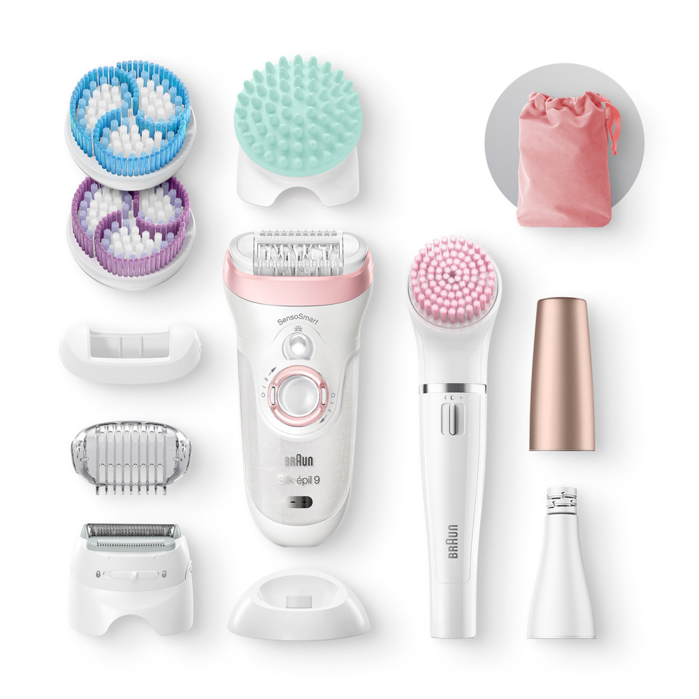 Epilateur électrique Braun Silk-épil 9 9/985 SkinSpa / Braun FaceSpa avec 8 Accessoires
