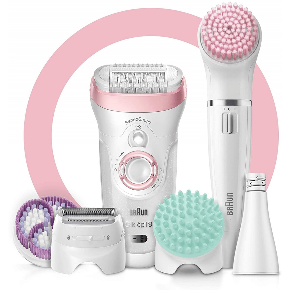 Epilateur électrique Braun Silk-épil 9 9/985 SkinSpa / Braun FaceSpa avec 8 Accessoires