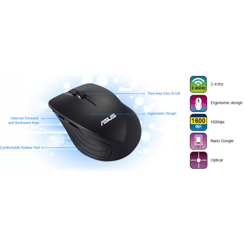 SOURIS SANS FIL RUBBER NOIRE 1600 DPI