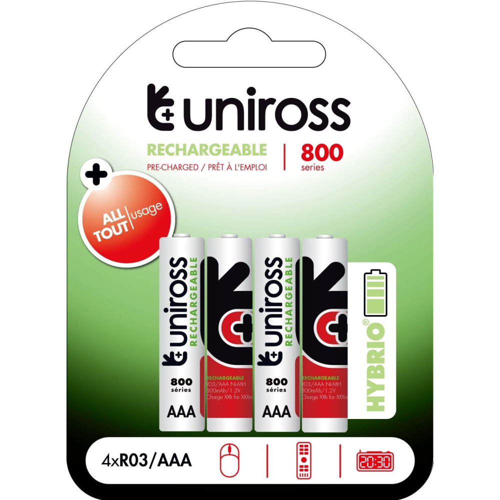 4 piles rechargeables UNIROSS Hybrio