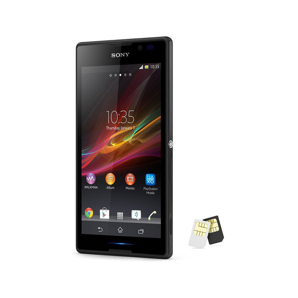 Téléphone Portable Sony Xperia C2305 / Double SIM / Noir