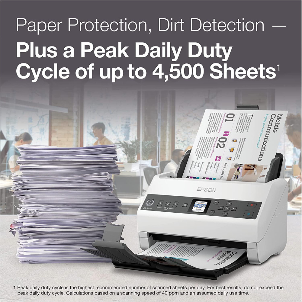 Scanner professionnel Epson WorkForce DS-730N / A4 / Ethernet
