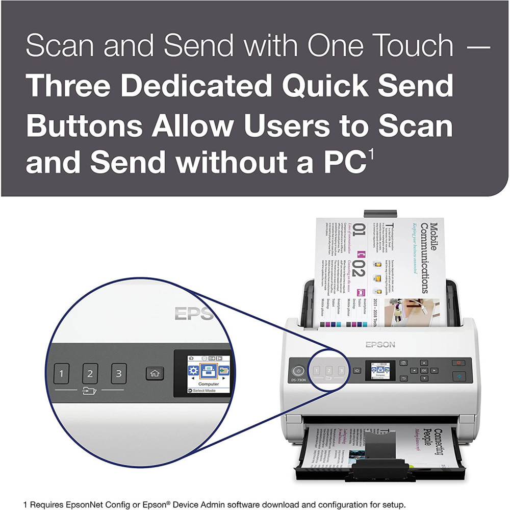 Scanner professionnel Epson WorkForce DS-730N / A4 / Ethernet