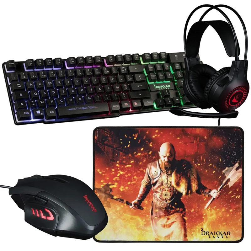 Kit Clavier + Souris + Casque + Tapis De Souris Sarepo Gaming Kit 4 In 1  Gk-70 Rainbow Led Gk-70