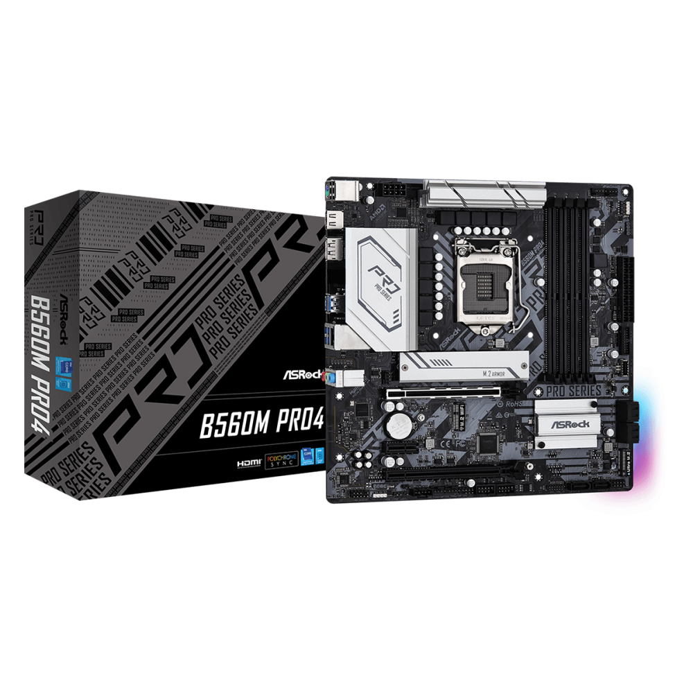 Carte mère ASRock micro ATX B560M Pro4 + Processeur Intel Core i3-10105F