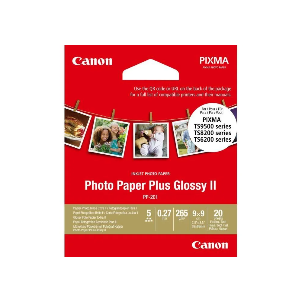 20x Papiers Photos Glossy Canon Photo Paper Plus PP-201 / Format Carré 9x9cm