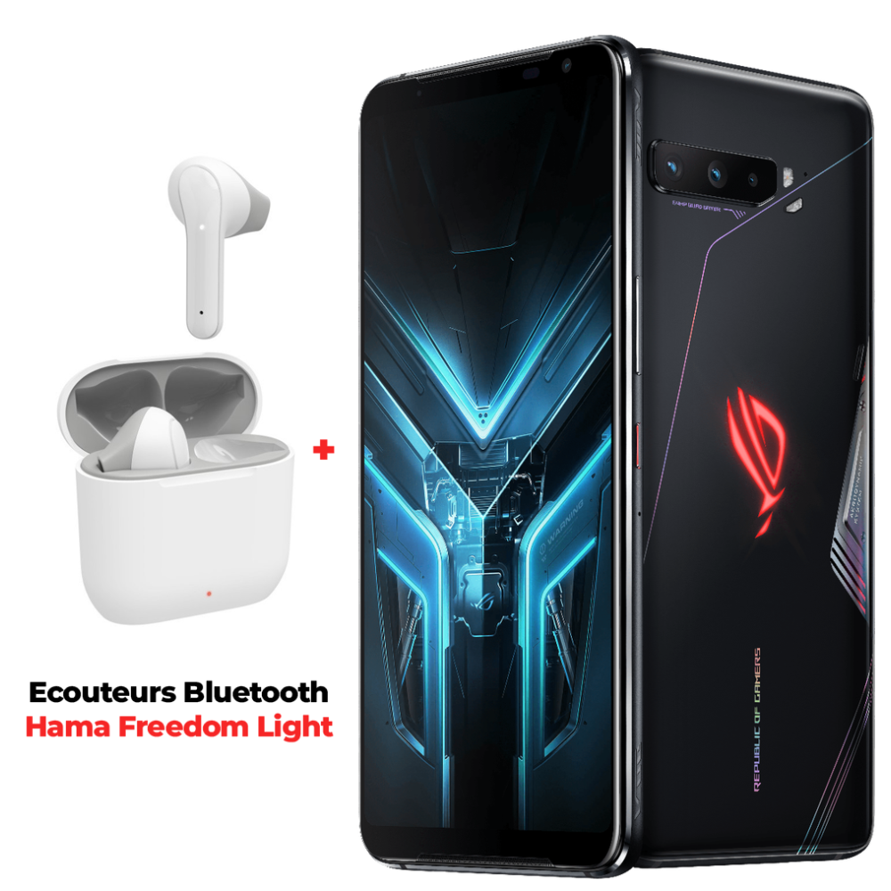 Smartphone Gamer Asus Rog Phone 3 / 5G / 12 Go / 512 Go / Noir + Ecouteurs Bluetooth Hama Freedom Light Offerts
