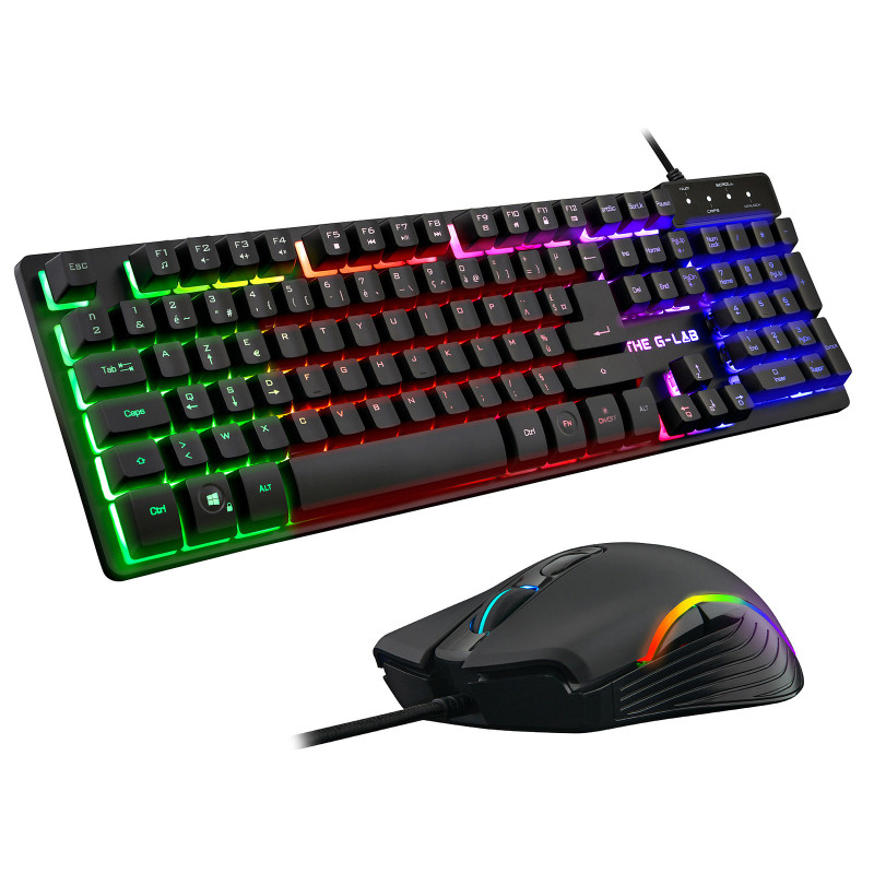 ON LAN PG-7 Noir Ensemble Gaming Filaire Clavier AZERTY - Souris - Tapis  avec Quadrimedia