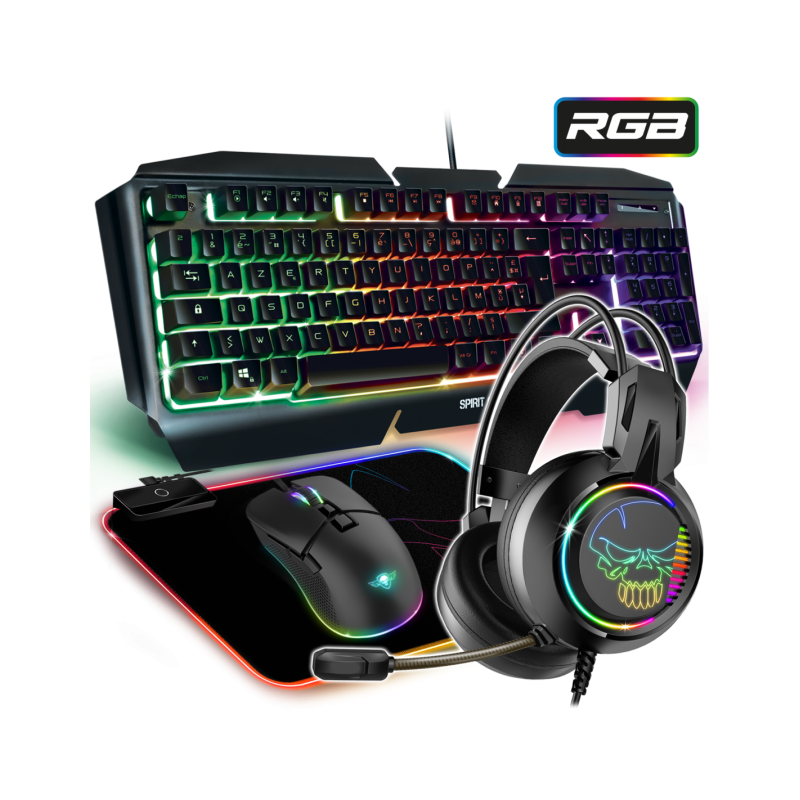 Pack Casque Gaming Sans Fil Klim Noir Et Bleu + Clavier Gaming