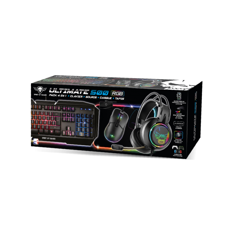 Pack Gaming Spirit Of Gamer 4en1: Clavier + Casque + Souris + Tapis