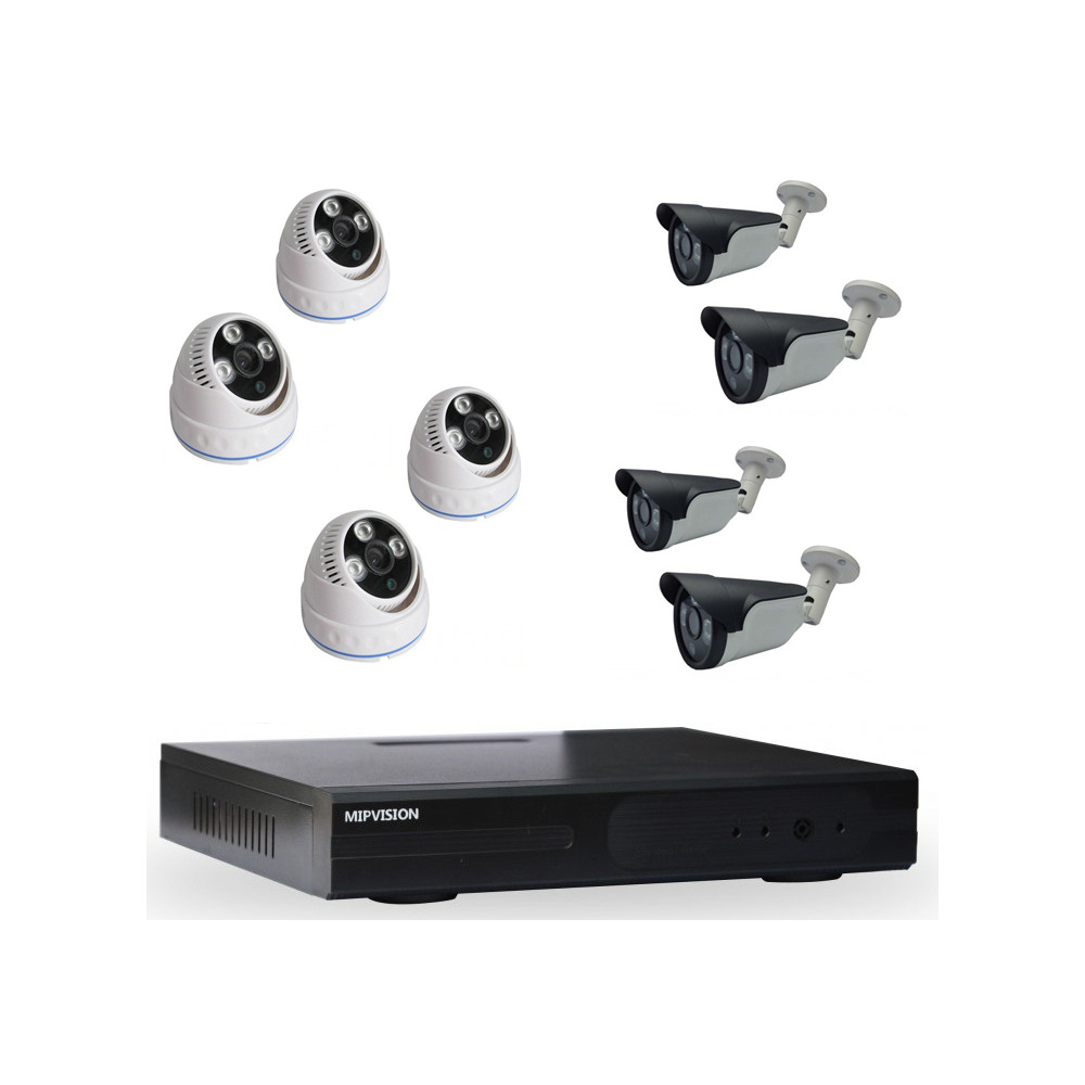 Kit DVR AHD + 4 Caméras MIPVISION Internes 5MP + 4 Caméras Externes 5MP