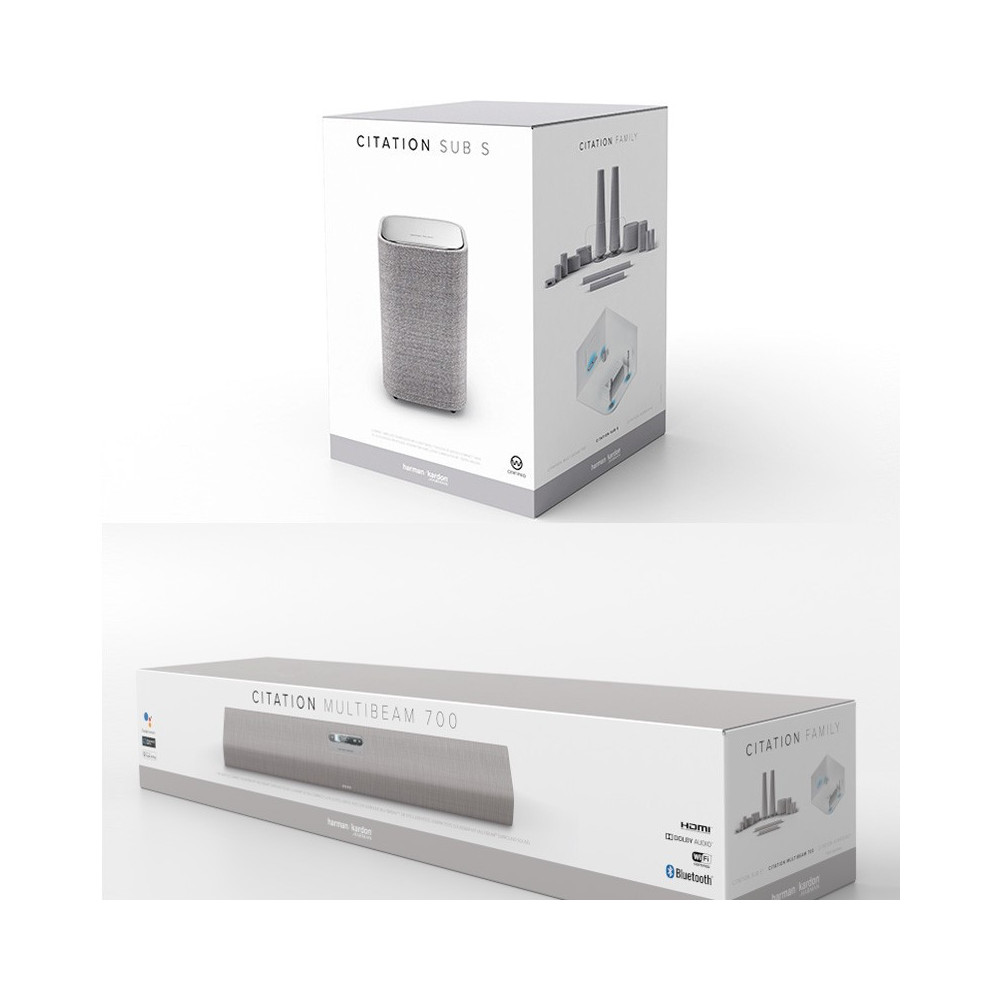 Barre de son Harman Kardon Citation Multi Beam 700 Compact avec Citation Sans Fil Subwoofer Deep Bass / Gris