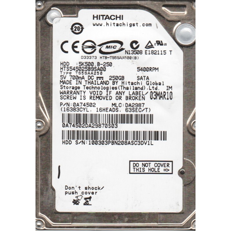 Disque Dur Interne 2.5" 250 Go Hitachi