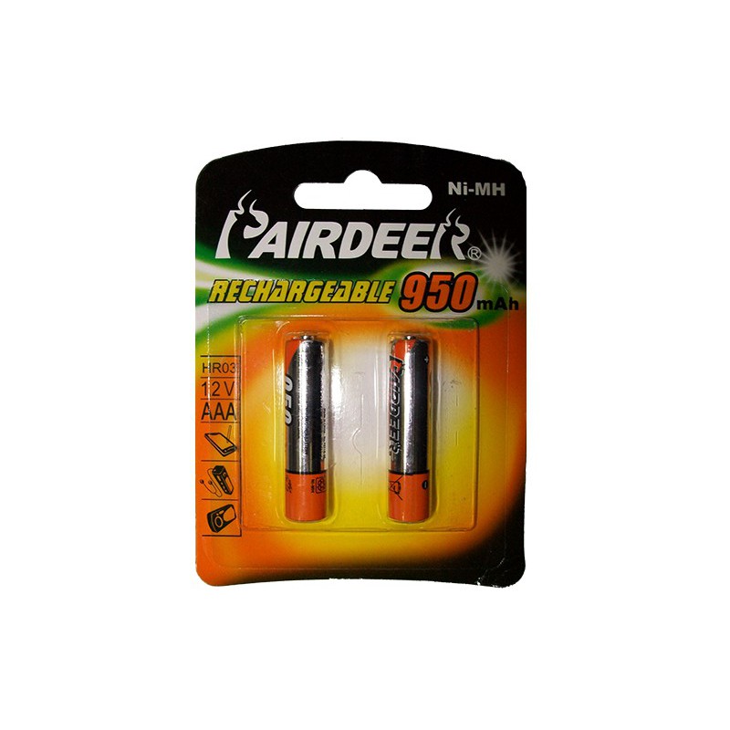 2xPiles Pairdeer Rechargeable AAA 1.2V HR03