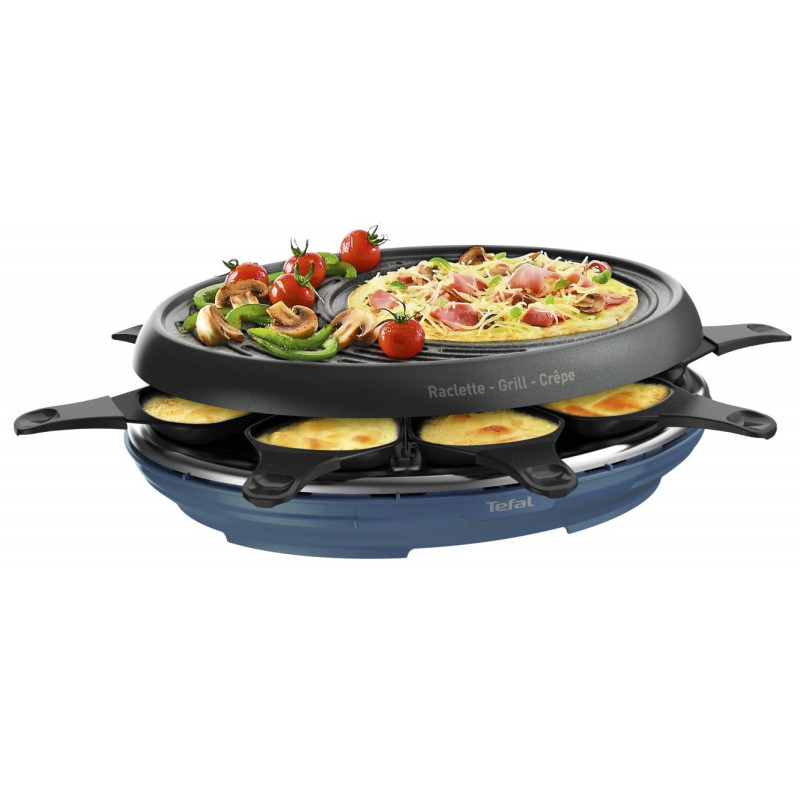 Appareil à Raclette 8 personnes 1050w + grill + crêpière TEFAL Colormania  RE310401 / Bleu