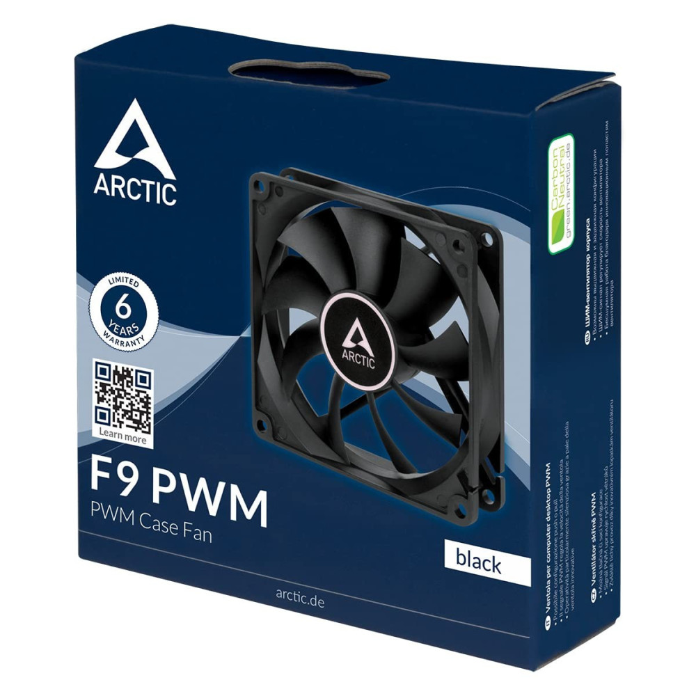 Ventilateur de boîtier Arctic F9 PWM / 92mm / Noir
