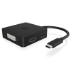 Adaptateur vidéo 4-en-1 ICY BOX IB-DK1104-C / USB 3.1 Type C Mâle vers DisplayPort + DVI + VGA + HDMI / Noir