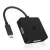 Adaptateur vidéo 4-en-1 ICY BOX IB-DK1104-C / USB 3.1 Type C Mâle vers DisplayPort + DVI + VGA + HDMI / Noir