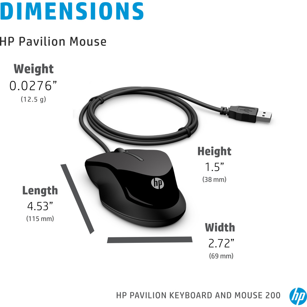 Ensemble Clavier et Souris Filaires USB HP Pavilion 200 / Noir