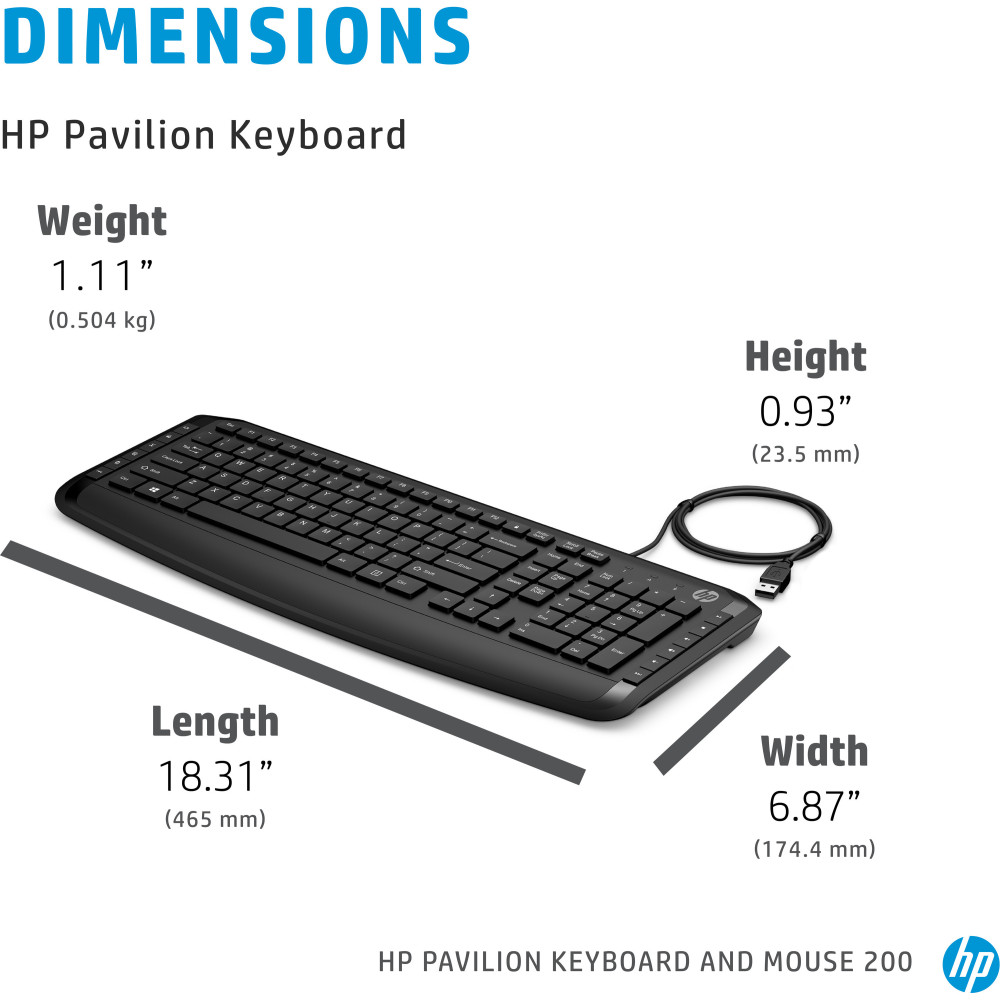 Ensemble Clavier et Souris Filaires USB HP Pavilion 200 / Noir