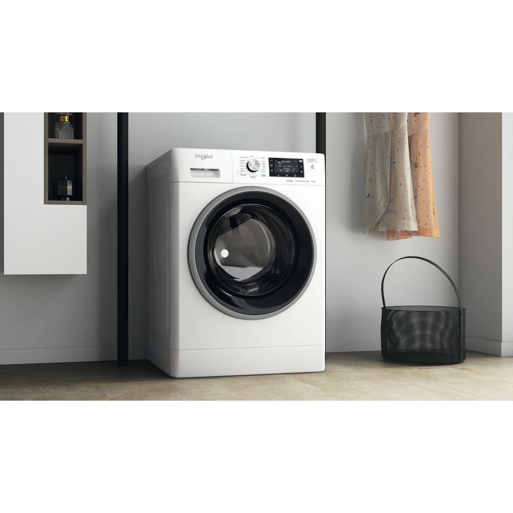 Machine à laver HUBLOT POSABLE Whirlpool FFWD 9248 WBS V NA / 9 Kg / Blanc + Det 2.5L + Det 1L Offerts