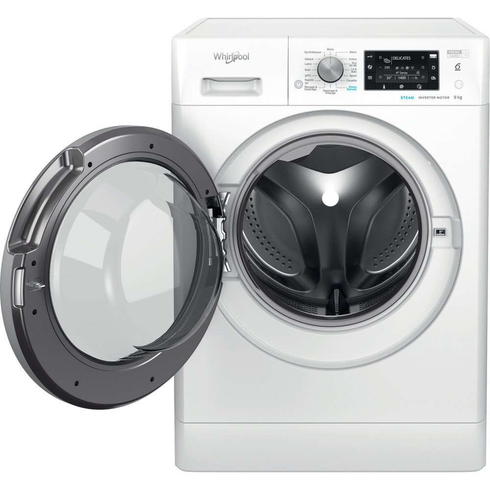 Machine à laver HUBLOT POSABLE Whirlpool FFWD 9248 WBS V NA / 9 Kg / Blanc + Det 2.5L + Det 1L Offerts