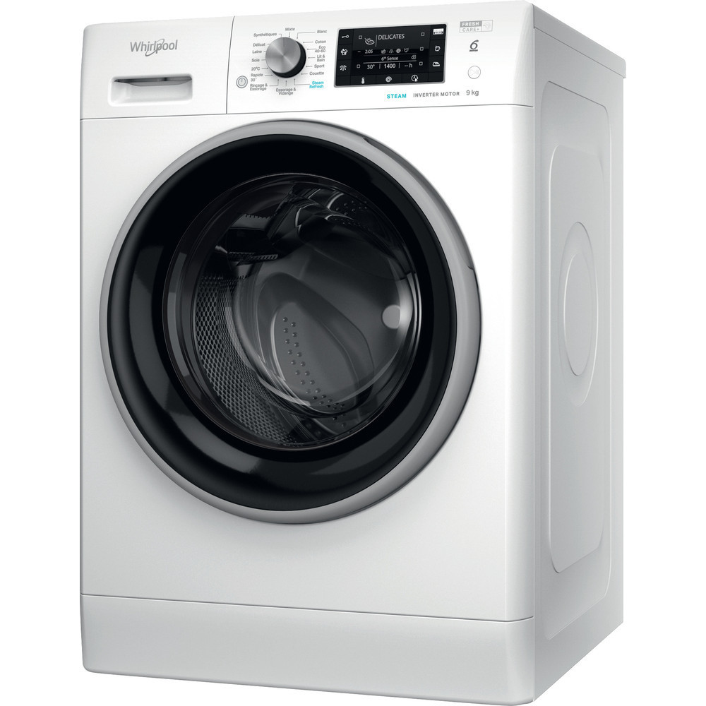Machine à laver HUBLOT POSABLE Whirlpool FFWD 9248 WBS V NA / 9 Kg / Blanc + Det 2.5L + Det 1L Offerts