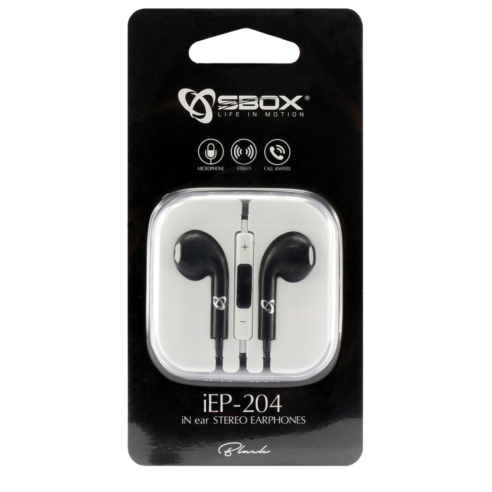 Écouteurs avec Microphone SBOX IEP-204 / Noir