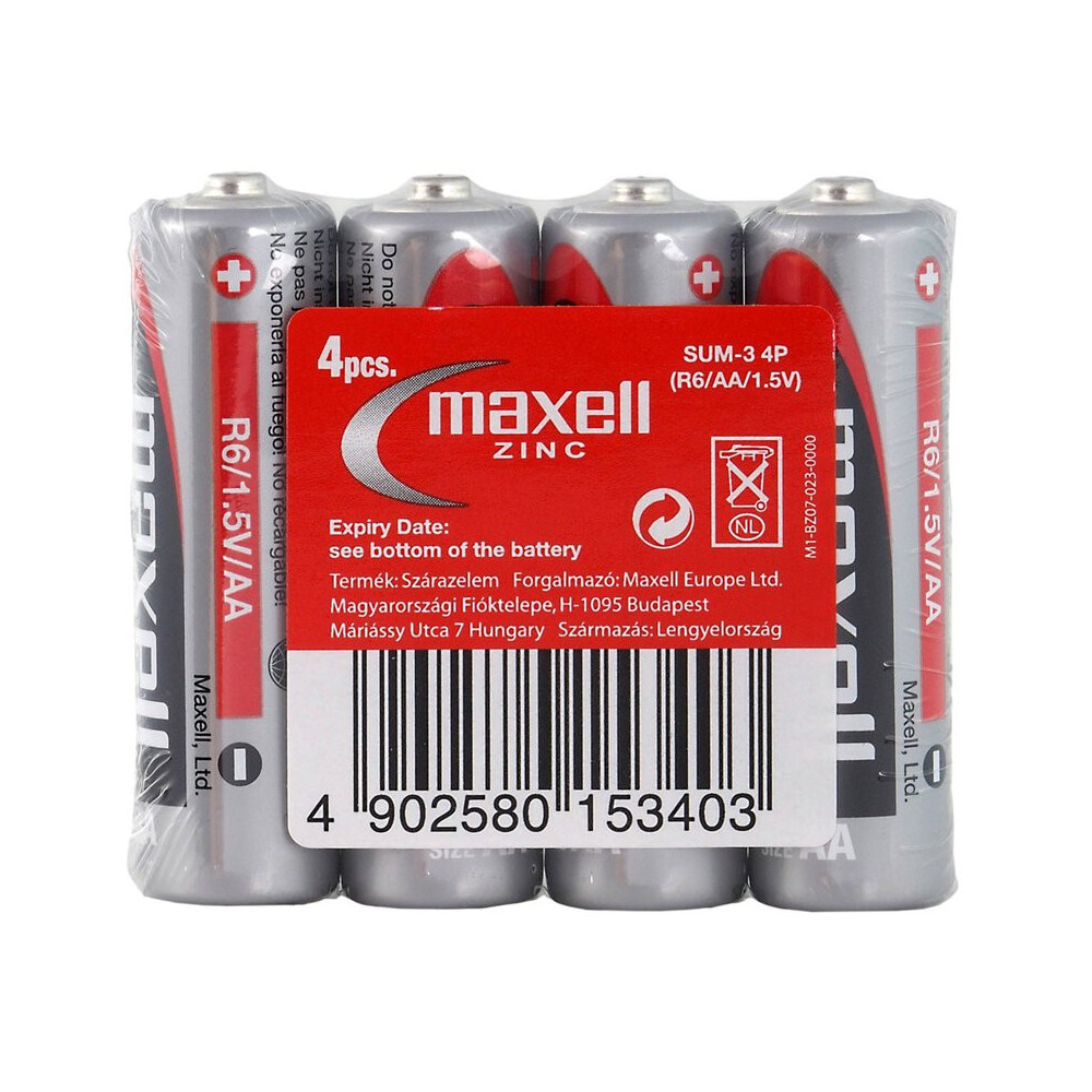 4x Piles Zinc Carbon AA MAXELL R6