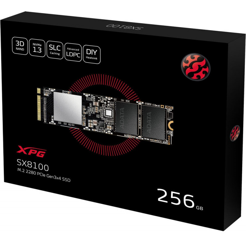Disque Dur Interne SSD Adata XPG SX8100 PCIe Gen3x4 M.2 2280 / 256 Go