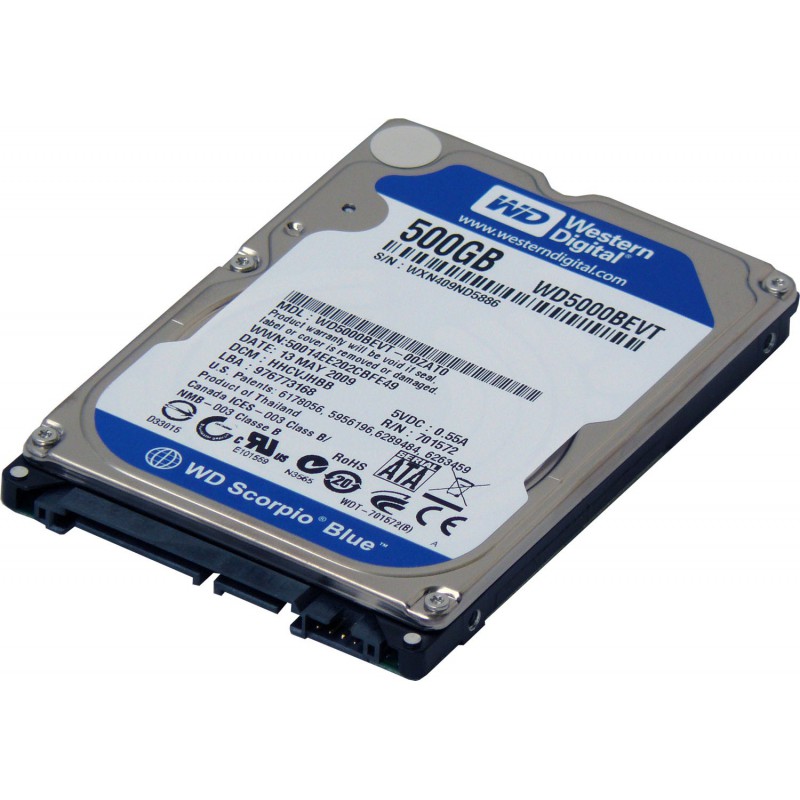 Disque Dur Interne 2.5" Western Digital Scorpio Blue 500 Go